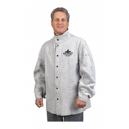 Mcr Safety Welding Jacket, Cowhide, Cowhide, 78 in Length, Gray, XL 38030MWXL