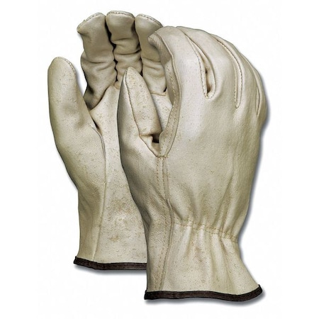 Mcr Safety Leather Drivers Gloves, Slip-On, Straight Thumb, Gunn Cut, Beige, XL 12 PK 3402XL