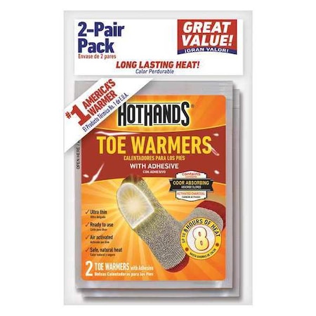 Hothands Toe Warmer, 3-1/2 in. x 2-3/4 in., PK2 TT224DQ