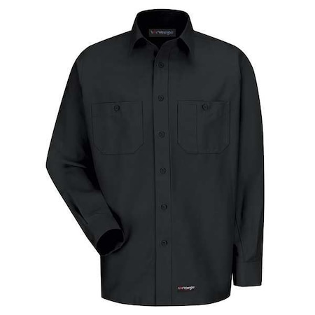 Dickies Men's Long Sleeve Shirt, 40% Polyester, 60% Cotton, Button, Black, 2XL WS10BK LN XXL