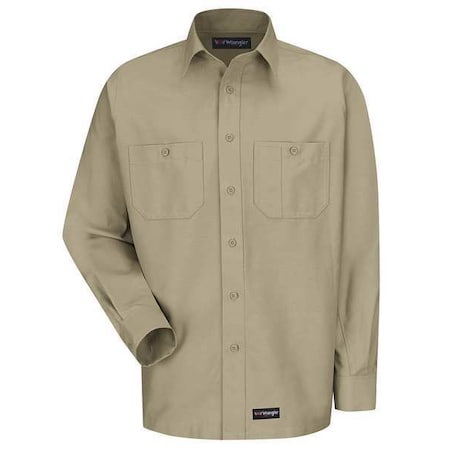 Dickies Men's Long Sleeve Shirt, 40% Polyester, 60% Cotton, Button, Tan, XL WS10KH RG XL