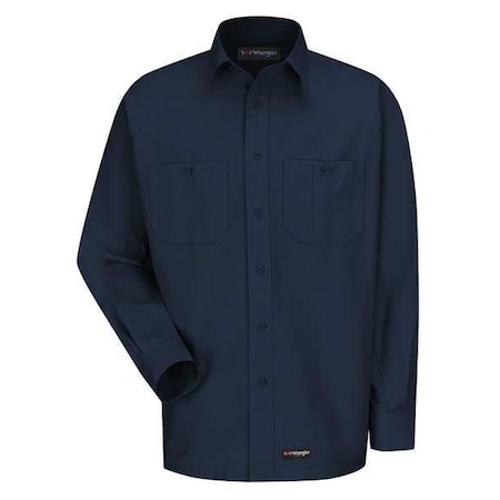 Dickies Men's Long Sleeve Shirt, 40% Polyester, 60% Cotton, Button, Navy, L WS10NV RG L