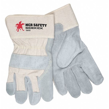 Mcr Safety Leather Cut-Resistant Gloves, Cowhide, Safety Cuff, Wing Thumb, Full Finger, Gray, XL, 12 PK 16010XL