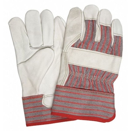 Mcr Safety Leather Gloves, Cowhide, Safety Cuff, Wing Thumb, Full Finger, Beige, XL, 12 PK 1930XL
