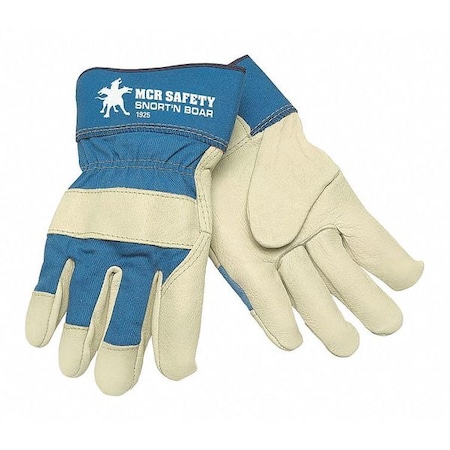 Mcr Safety Leather Cut-Resistant Gloves, Pigskin, Safety Cuff, Wing Thumb, Full Finger, Beige, XL, 12 PK 1925XL
