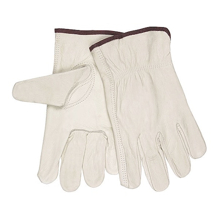 Mcr Safety Leather Drivers Gloves, Slip-On, Keystone Thumb, Gunn Cut, Beige, S 12 PK 3213S