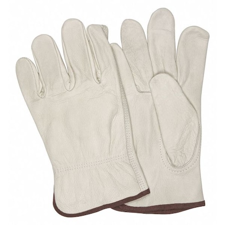 Mcr Safety Leather Drivers Gloves, Grain Cowhide, Gunn Cut, Keystone Thumb, Beige, L, PK12 32113L