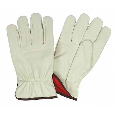 Mcr Safety Leather Drivers Gloves, Synthetic Leather, Shirred Slip-On, Keystone Thumb, Gunn Cut, Beige / Beige 3750XL