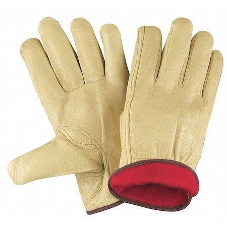 Mcr Safety Leather Drivers Gloves, Pigskin, Shirred Slip-On, Keystone Thumb, Gunn Cut, Beige / Beige, L 12 PK 3450L