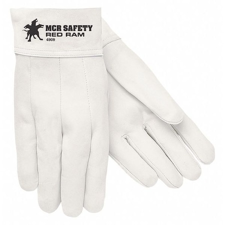 Mcr Safety Red Ram Welding Gloves, Straight Cuff, Straight Thumb, Premium Goatskin, L, 12 PK 4910
