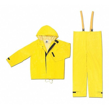 Mcr Safety 2-Piece Rainsuit, Neoprene, 0.35 mil Thick, Attached, Yellow, 2XL 8402X2