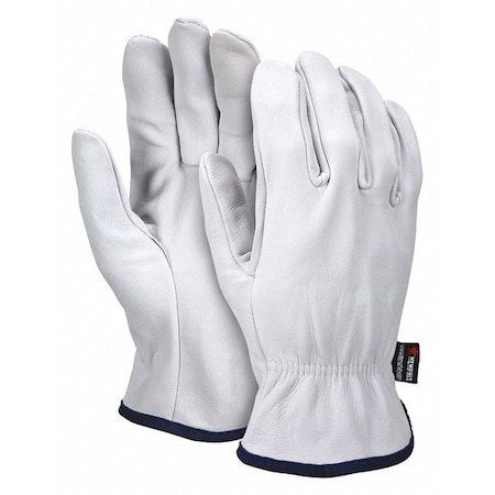 Mcr Safety Leather Drivers Gloves, Goatskin, Shirred Slip-On, Straight Thumb, Gunn Cut, White, 2XL 12 PK 3601XXL