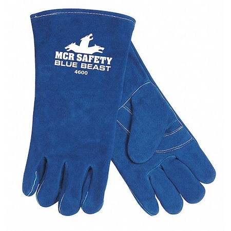 Mcr Safety Blue Beast Welding Gloves, Gauntlet Cuff, Wing Thumb, Premium Cowhide, 2XL, 12 PK 4600XXL