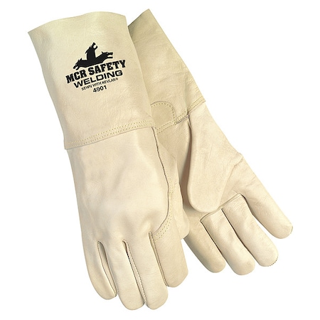 Mcr Safety Big Buck Welding Gloves, Gauntlet Cuff, Wing Thumb, Premium Cowhide, L, 12 PK 4901L