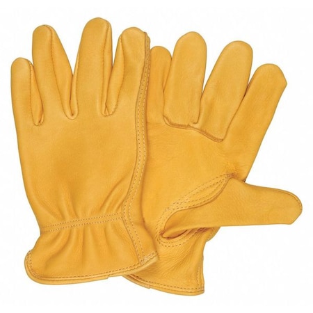 Mcr Safety Leather Drivers Gloves, Deerskin, Shirred Slip-On, Keystone Thumb, Gunn Cut, Yellow, M 12 PK 3501M