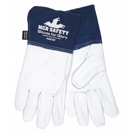 Mcr Safety Gloves For Glory Welding Gloves, Gauntlet Cuff, Wing Thumb, Premium Goatskin, L, 12 PK 4850KL