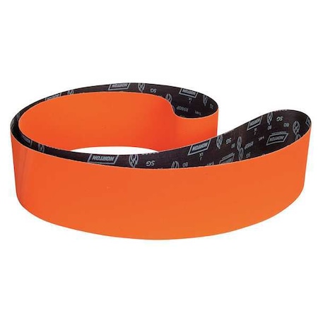 Norton Abrasives Sanding Belt, 6 in W, 132 in L, Coated, Ceramic, 80 Grit, Coarse, Blaze R980P, Orange 69957344992