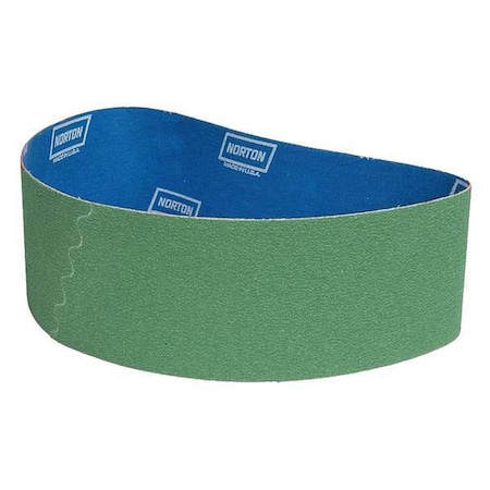 Norton Abrasives Sanding Belt, 6 in W, 48 in L, Coated, Zirconia Alumina, 60 Grit, Coarse, BlueFire R884P, Green 78072727256