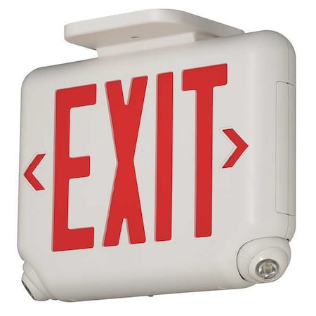 Dual-Lite Exit Sign with Emergency Lights, White, 1 or 2 Face(s), LED, Universal Mount EVCURWD4