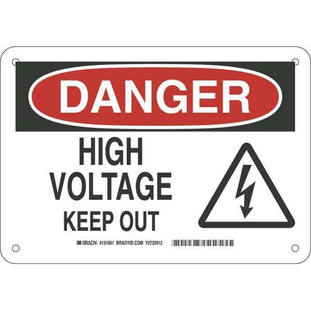 Brady Danger Sign, 7 in Height, 10 in Width, Fiberglass, Rectangle, English 131661