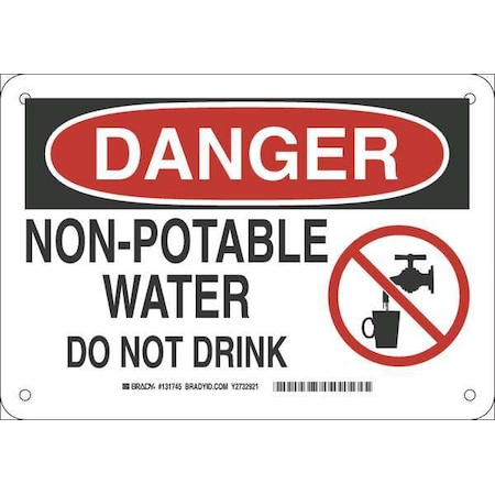 Brady Danger, Non-Potable Water Do Not Drink, 10" W x 7" H, Rectangle, Fiberglass, 131745 131745
