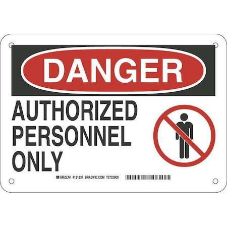 Brady Danger Sign, 7 in Height, 10 in Width, Fiberglass, Rectangle, English 131637