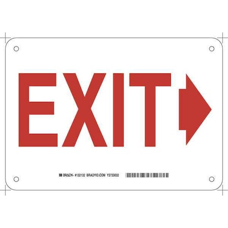 Brady Exit Sign, Fiberglass, 10" W, 7" H, Exit, White 132132
