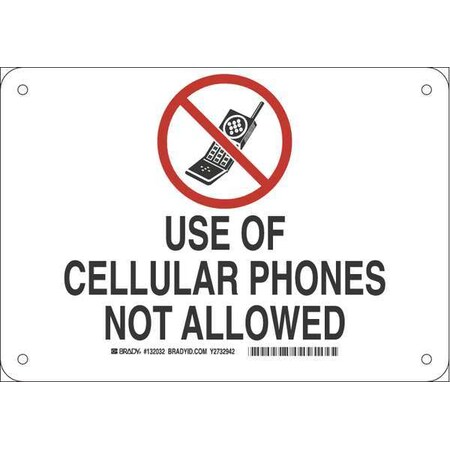 Brady Use of Cellular Phones Not Allowed, 7 in x 10 in, Rectangle, Fiberglass, 132032 132032