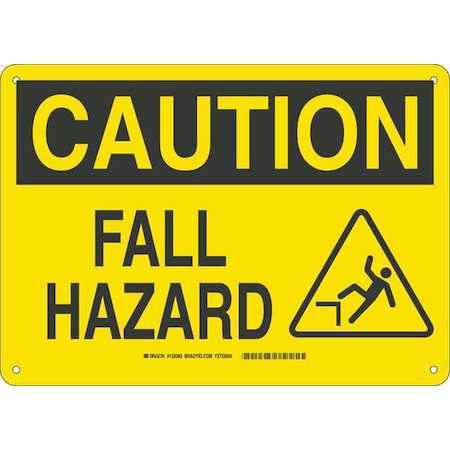 Brady Caution Sign, 10 in Height, 14 in Width, Fiberglass, Rectangle, English 132083
