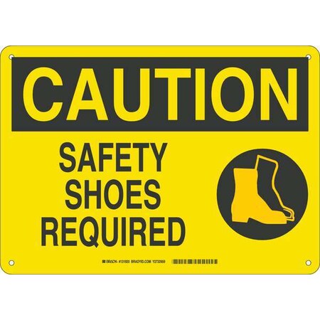 Brady Caution Sign, 10 in Height, 14 in Width, Fiberglass, Rectangle, English 131920