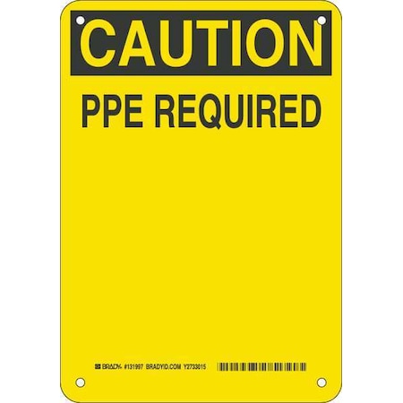 Brady Caution Sign, Fiberglass, Rectangle, English 131997