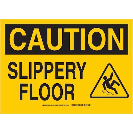 Brady Caution Sign, 10" H, 14" W, Polyester, Rectangle, English, 132073 132073