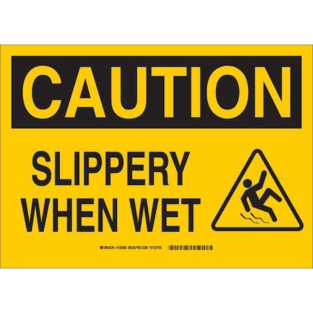 Brady Caution Sign, 10" H, 14" W, Polyester, Rectangle, English, 132065 132065