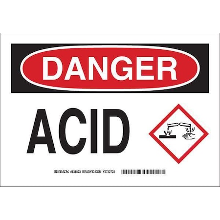 Brady Danger Sign, 7 in H, 10 in W, Polyester, Rectangle, English, 131823 131823