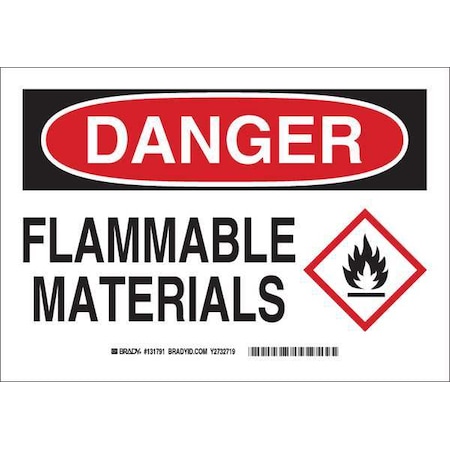 Brady Danger Sign, 7 in H, 10 in W, Polyester, Rectangle, English, 131791 131791