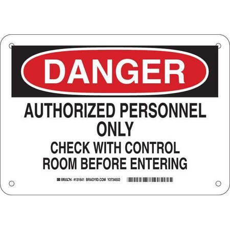Brady Danger Sign, 7 in Height, 10 in Width, Plastic, Rectangle, English 131641