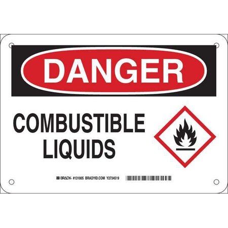 Brady Danger Sign, 7 in H, 10 in W, Plastic, Rectangle, English, 131805 131805