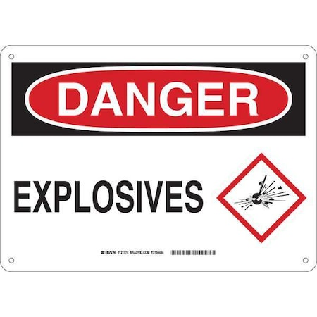 Brady Danger Sign, 10 in H, 14 in W, Plastic, Rectangle, English, 131774 131774