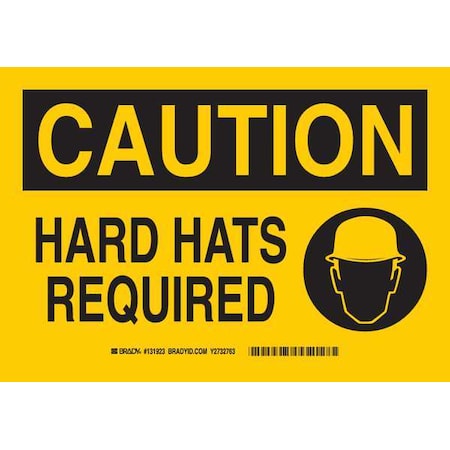 Brady Caution Sign, 7"HX10"W, Sticking Polystr, Height: 7", 131923 131923