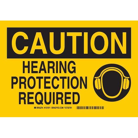 Brady Caution Sign, 7 in Height, 10 in Width, Polyester, Rectangle, English 131911