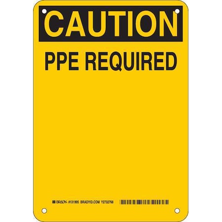 Brady Caution Sign, 7 in Height, 10 in Width, Polyester, Rectangle, English 131995