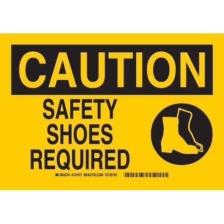 Brady Caution Sign, 7"Hx10"W, Sticking Polystr, Height: 7", 131917 131917