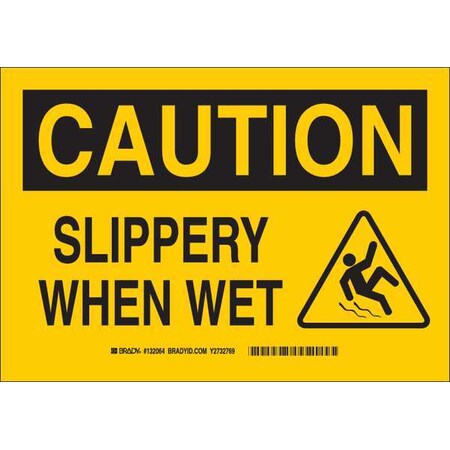Brady Caution Sign, 7" H, 10" W, Polyester, Rectangle, English, 132064 132064