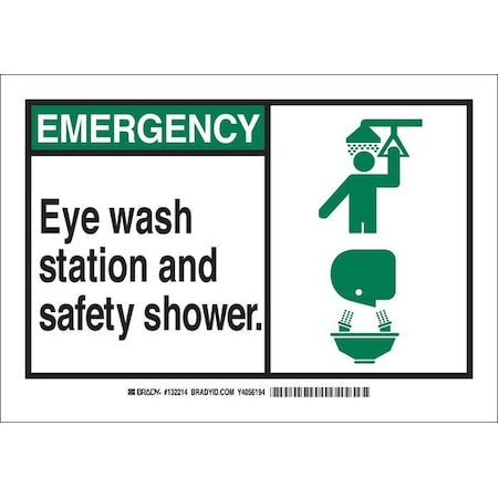 Brady Emergency Eye Wash Station and Safety Shower, 10 in x 14 in, Rectangle, Aluminum, 132217 132217