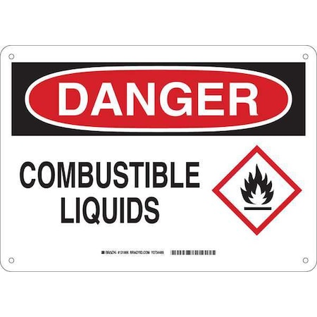 Brady Danger Sign, 10 in H, 14 in W, Plastic, Rectangle, English, 131806 131806