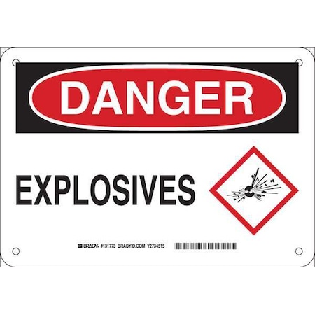 Brady Danger Sign, 7 in H, 10 in W, Plastic, Rectangle, English, 131773 131773