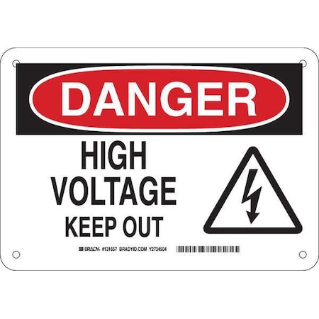 Brady Danger Sign, 10 in Height, 14 in Width, Plastic, Rectangle, English 131657
