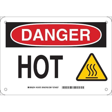 Brady Danger Sign, 7 in H, 10 in W, Plastic, Rectangle, English, 131873 131873