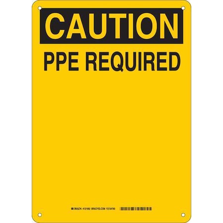 Brady Caution Sign, 14 in Height, 10 in Width, Aluminum, Rectangle, English 131992