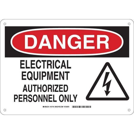 Brady Danger Sign, 10 in Height, 14 in Width, Aluminum, Rectangle, English 131716